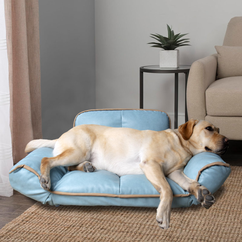 Eberto Faux Leather Pet Bed, Blue