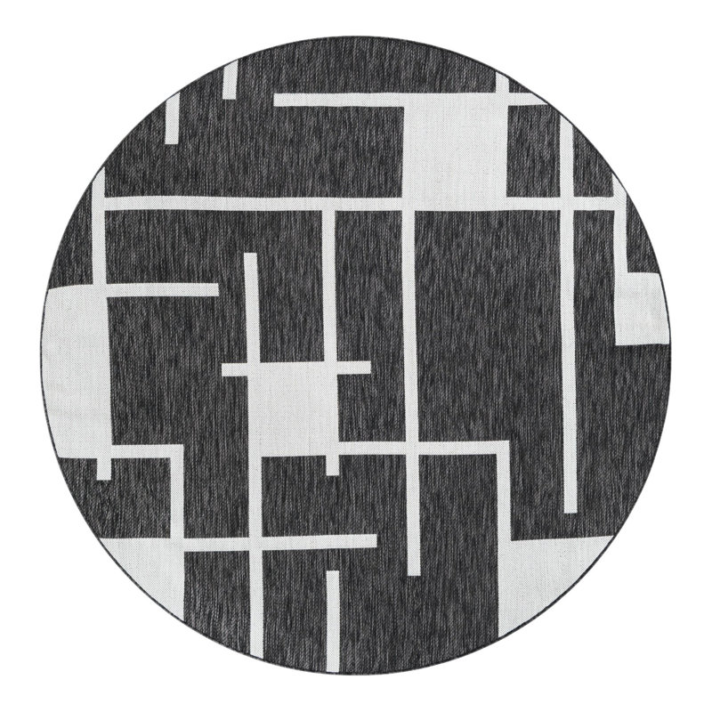 Tapis intérieur / extérieur d'extérieur moderne, Rond 6 pi 1 po