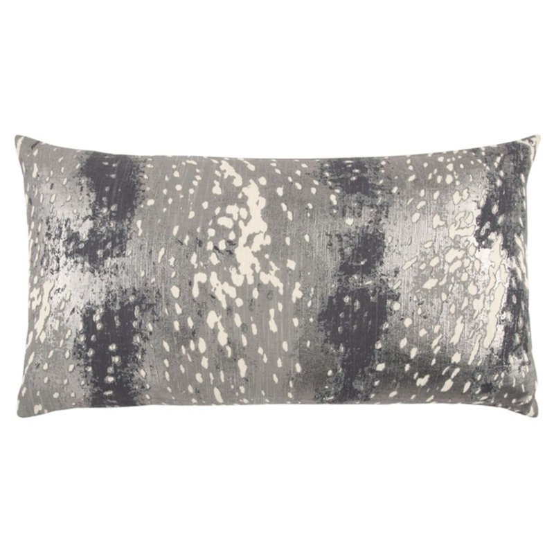 Coussin lombaire gris à motif abstrait métallique argenté