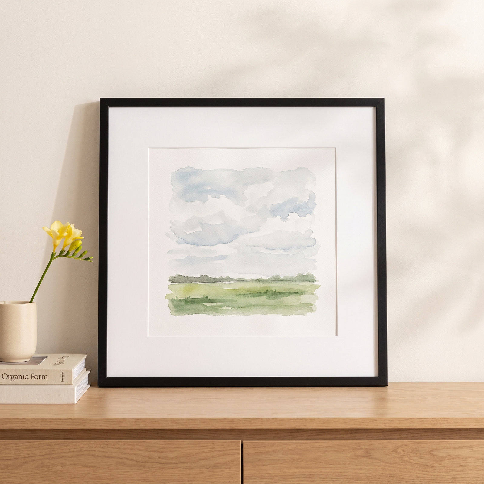 Benny Solid Wood Picture Frame, Weathered Zinc, Included Mat, 21.75" x 21.75"