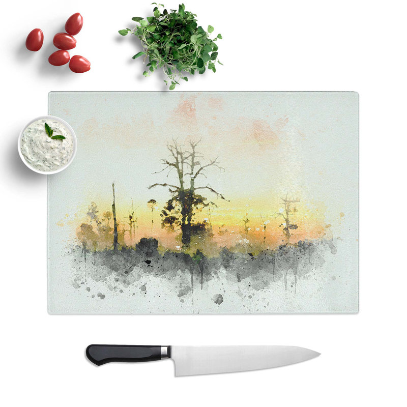 Glass Fog Over Woodland in Abstract Chopping Board, 39 cm W x 28.5 cm L