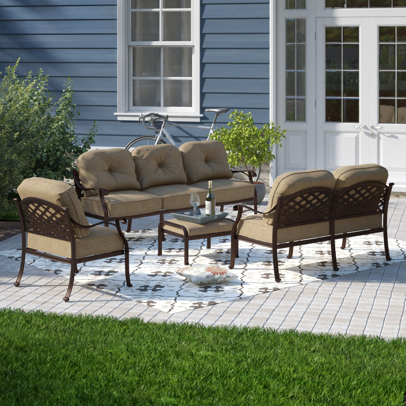 Frazee 4-Piece Patio Deep Seating Group with Seat and Back Cushions
