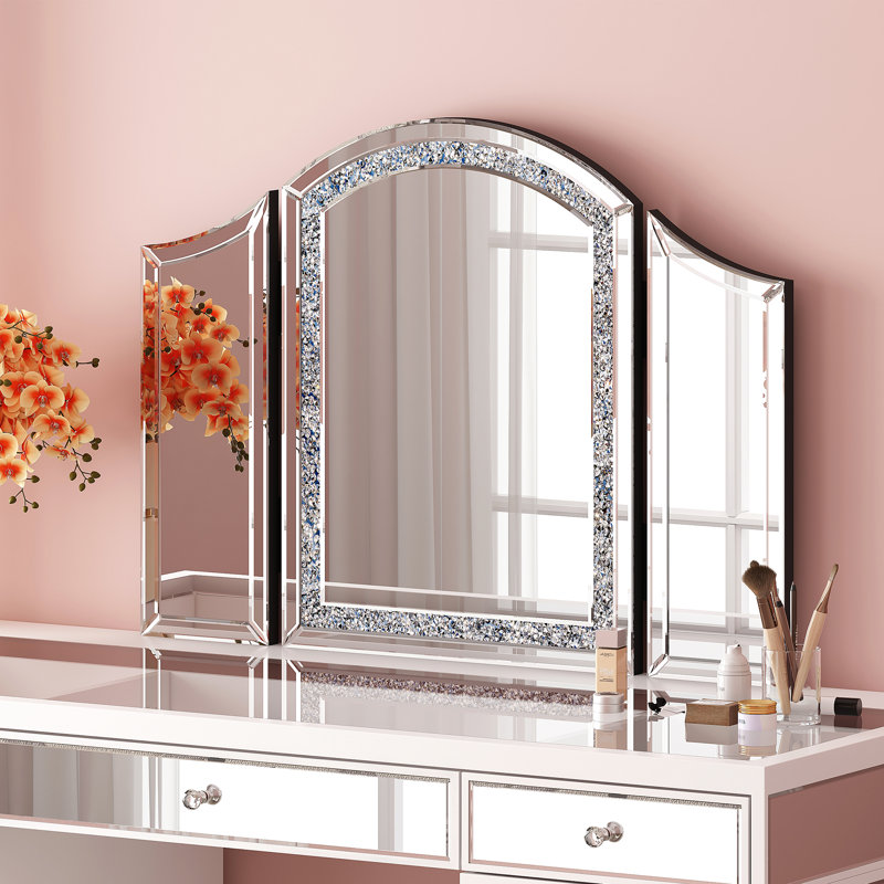 shyfoy Patternson 39'' Makeup Vanity with Mirror & Reviews | Wayfair