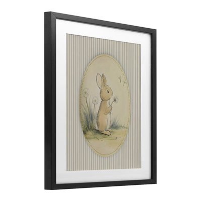 «Baby Bunny in Dandelions», reproduction sous verre encadrée, design par Arlington Prints