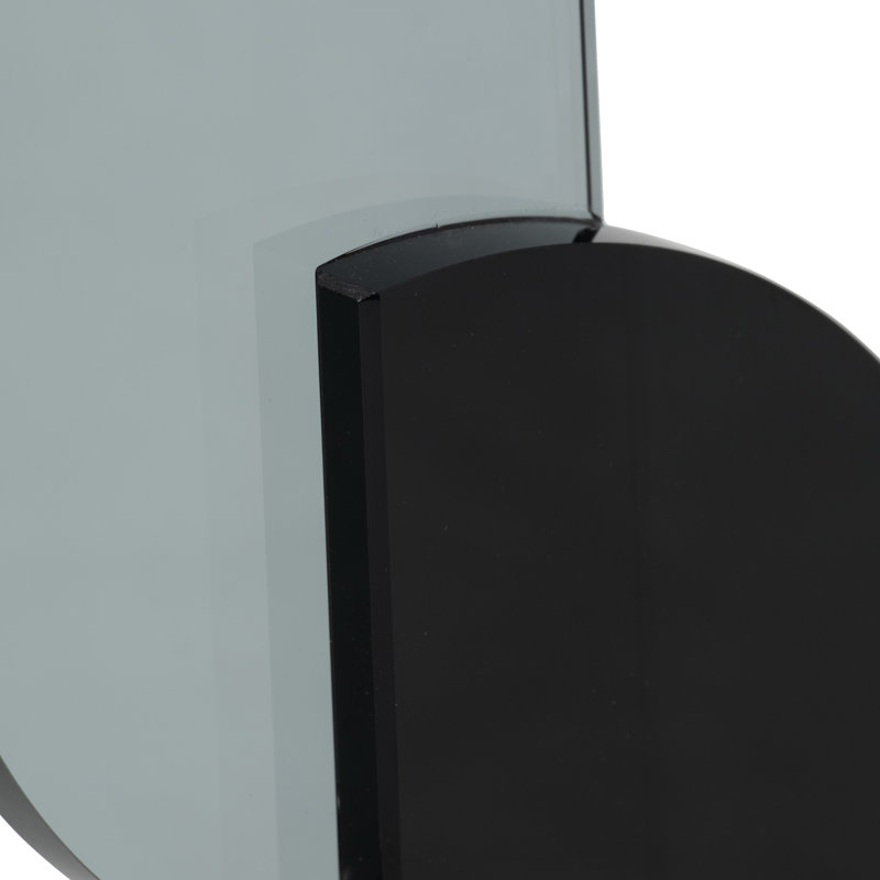 Sleek Modern Decorative Object in Glass and Crystal with Intersecting Semicircles and Metal Sphere on Round Base