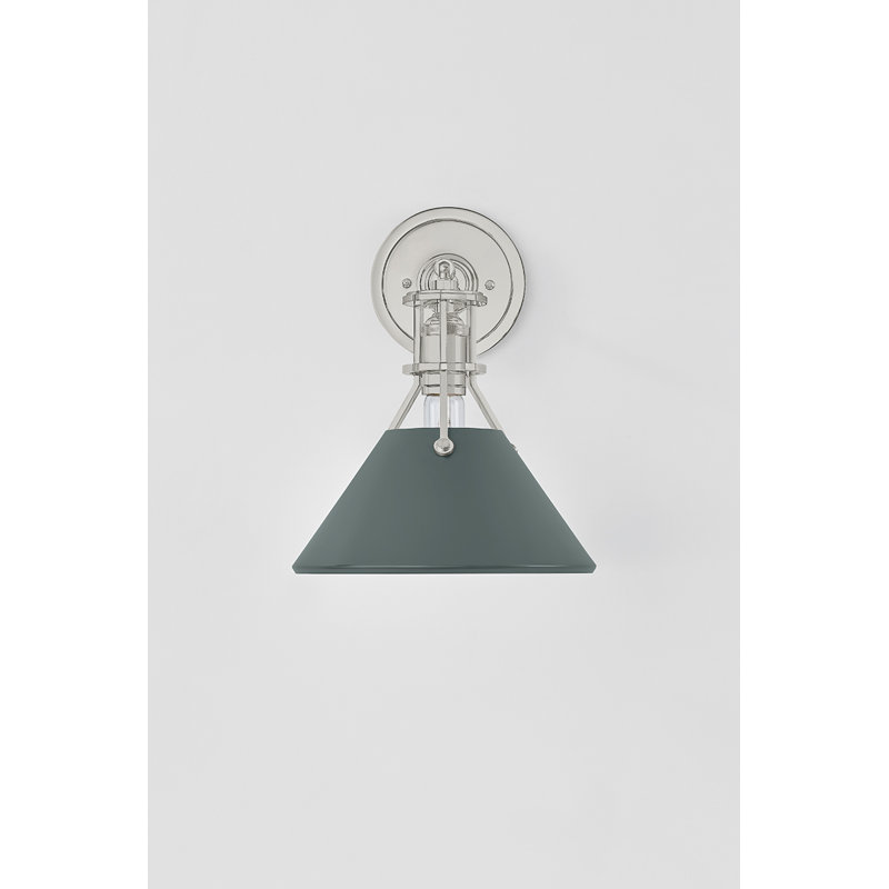 Painted No. 2 Wall Sconce in Aged Brass and Soft Crimson by Mark D. Sikes, Blue, Silver