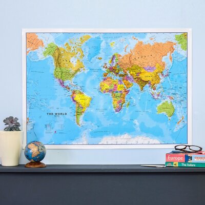 Roll-Down Medium Political World Wall Map, 48"" x 78 -  Maps International, WM00001A_HS_LWDHB