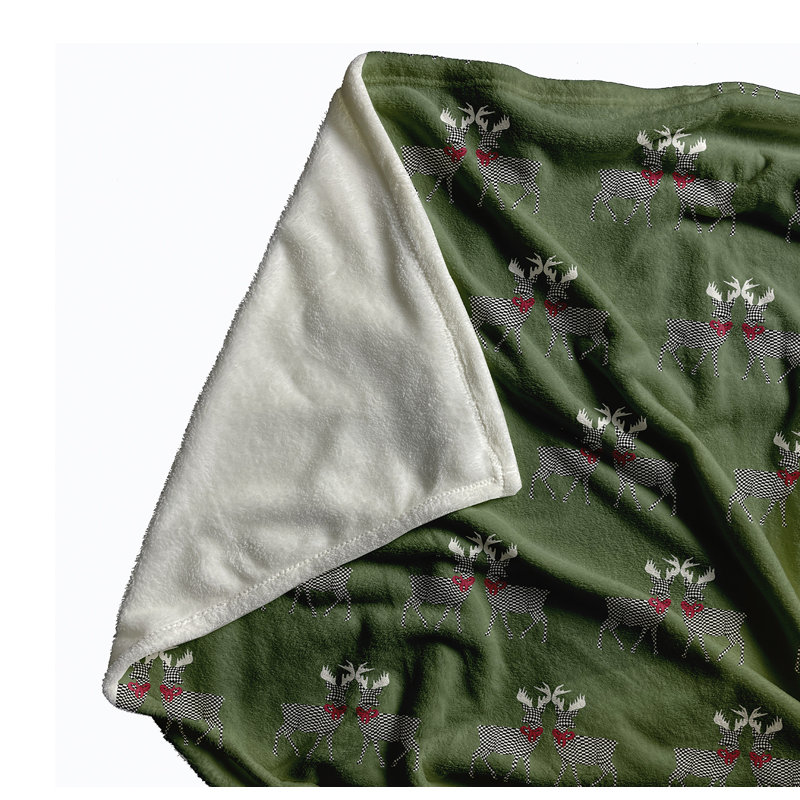 Merry Deer Pattern Christmas Throw Blanket, Green, 30" W x 39.75" L