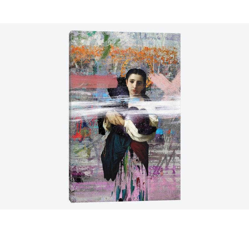 « maman », impression sur toile, H 12 po x l 8 po x P 0,75 po, Toile tendue, Pas de tapis