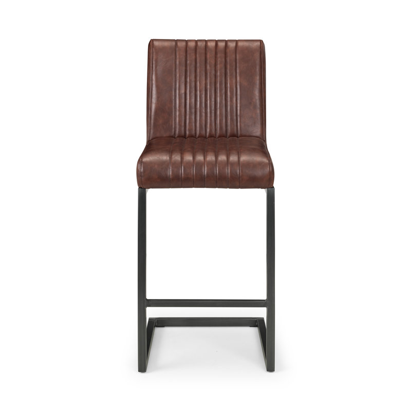 Perrott Upholstered Counter Stool with Metal Frame, Brown