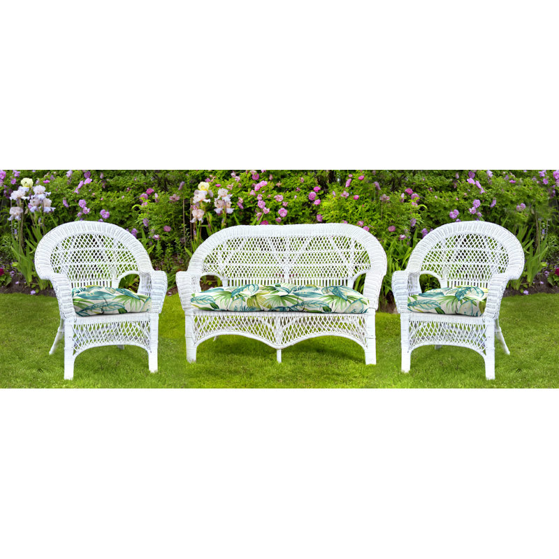 Outdoor Wicker Cushion Set for Bench and 2 Seats, Seneca Caribbean