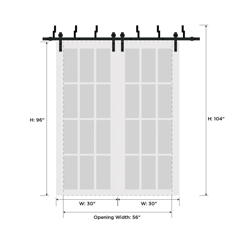 Portes de grange en bois manufacturé Mela, 60" x 96"