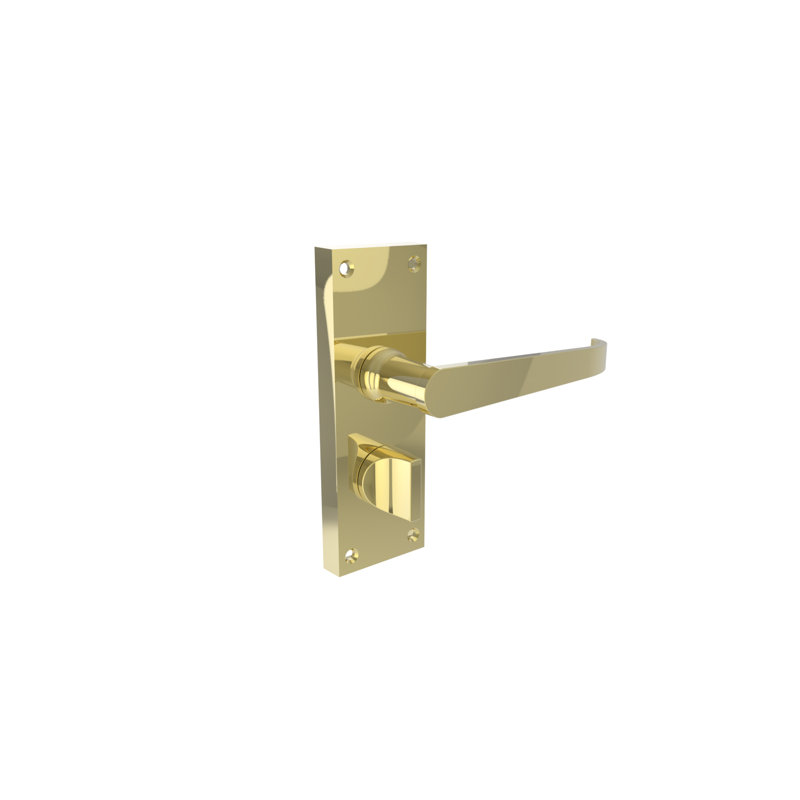 Victorian Straight Privacy Door Handle, Polished Brass