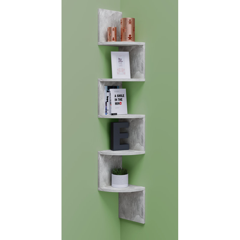 Seroud 123cm H x 19cm W Floating Bookcase, Concrete look