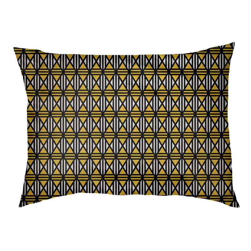 Coussin décoratif en losanges Byrge, Grand (l 42,5 po x P 14 po x H 32,5 po), Noir / Jaune