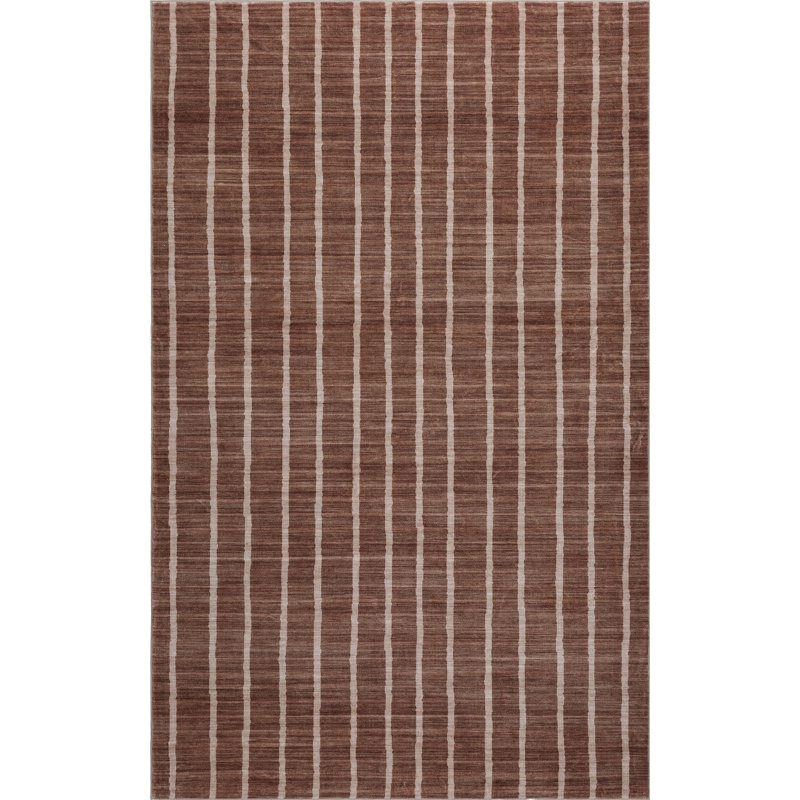 Tapis antidérapant à rayures délavé Orton, Brown/Cream, Rectangle 8' x 10'