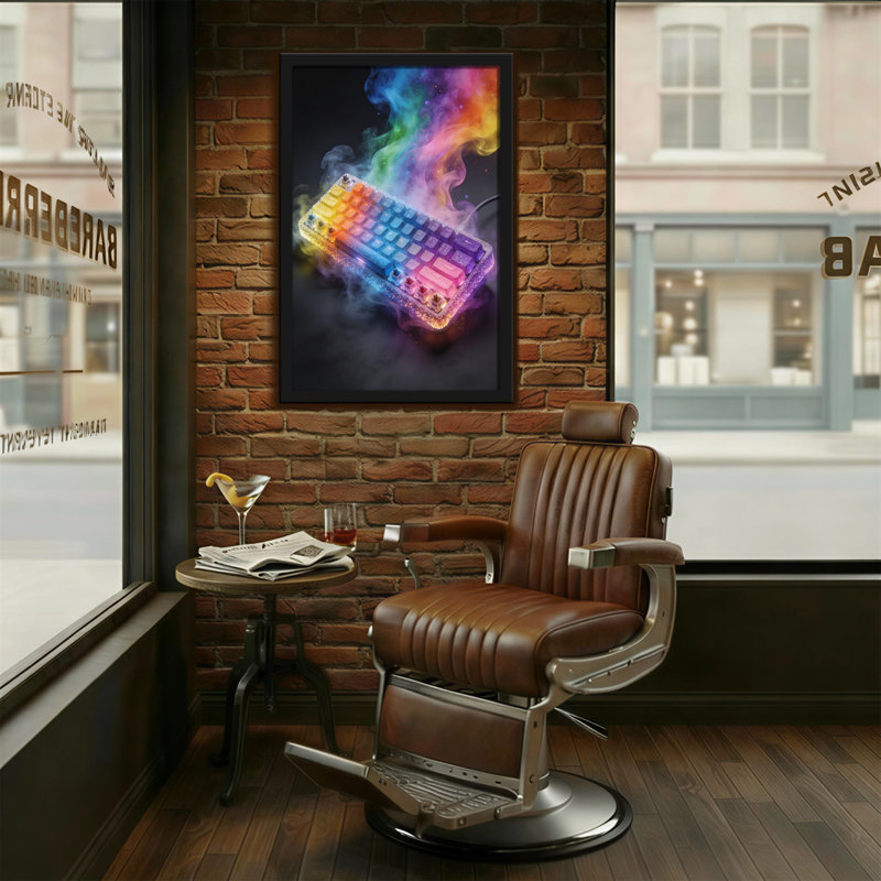 Clavier coloré tendance avec effet de fumée arc-en-ciel, H 24 po x l 16 po