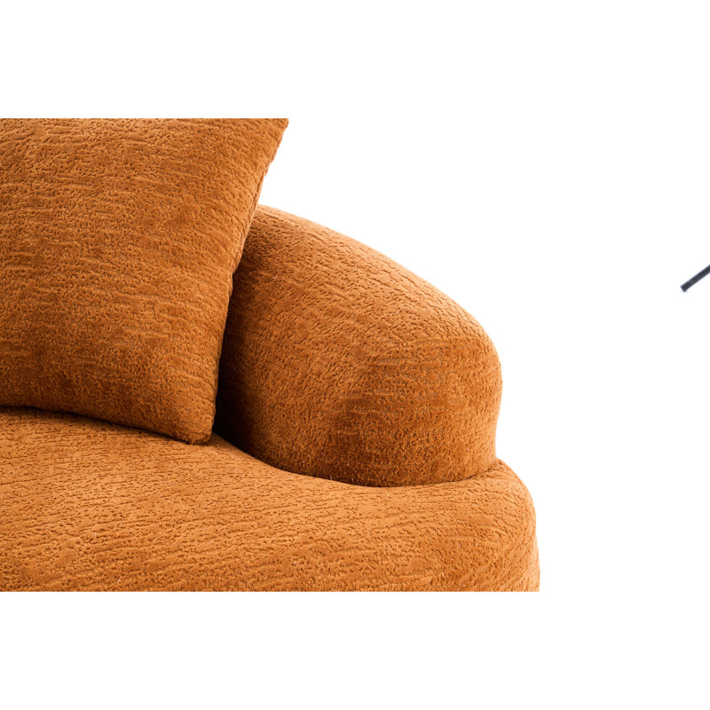 SOFA: canapé orange à deux places, tissu en chenille grain de bois, canapé à compression double éponge, canapé à compression double avec 3 coussins pour la maison / la maison / le mobilier / l’appartement / le bureau