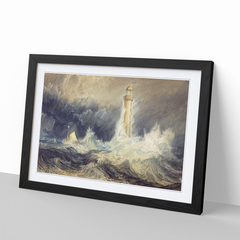Bell Rock Lighthouse by Joseph Mallord William Turner - Framed Print, 27cm H x 36cm W x 2cm D, Black Framed