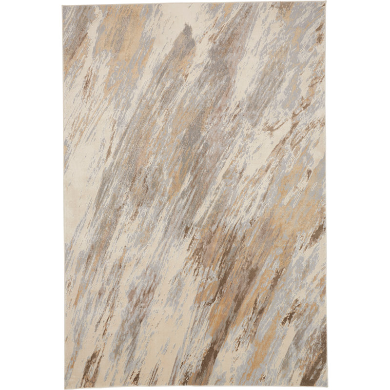 Tapis ivoire à motif abstrait Carbry, Rectangle de 10 pi x 14 pi