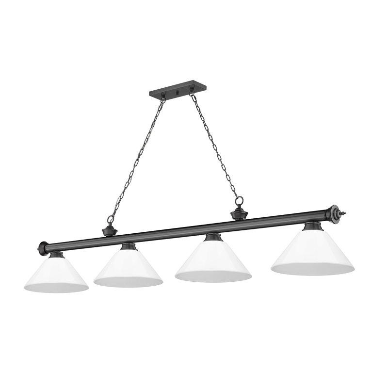 Annaleisa 4 - Light Pool Table Lights Pendant, White, Bronze Plated