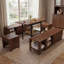 Ensemble de table de coin-repas extensible avec bancs et tabourets de rangement, ensemble de table de salle à manger de coin 6 pièces