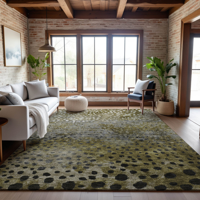 Premium Machine Washable Christina AMF1074 Circles Rug, Rectangle 2'6" x 3'10"