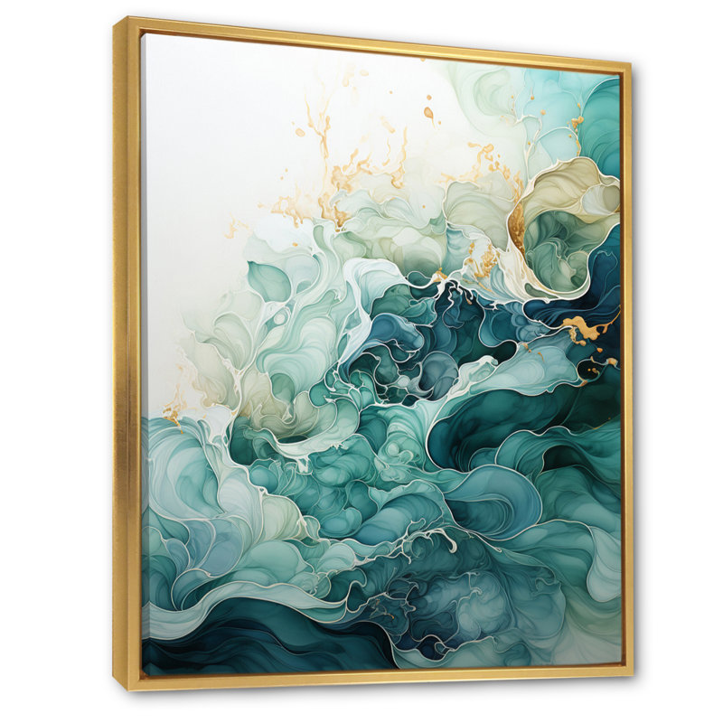 Jaici sarcelle or minimalisme sérénité en mouvement - décoration murale minimalisme, H 40 po x l 30 po x P 1,5 po