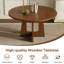 Ensemble de table de salle à manger ronde 47 po et 4 chaises rembourrées, table à finition chêne / noyer / marbre et chaises beige / gris-1093040427-1093040430-1093040426