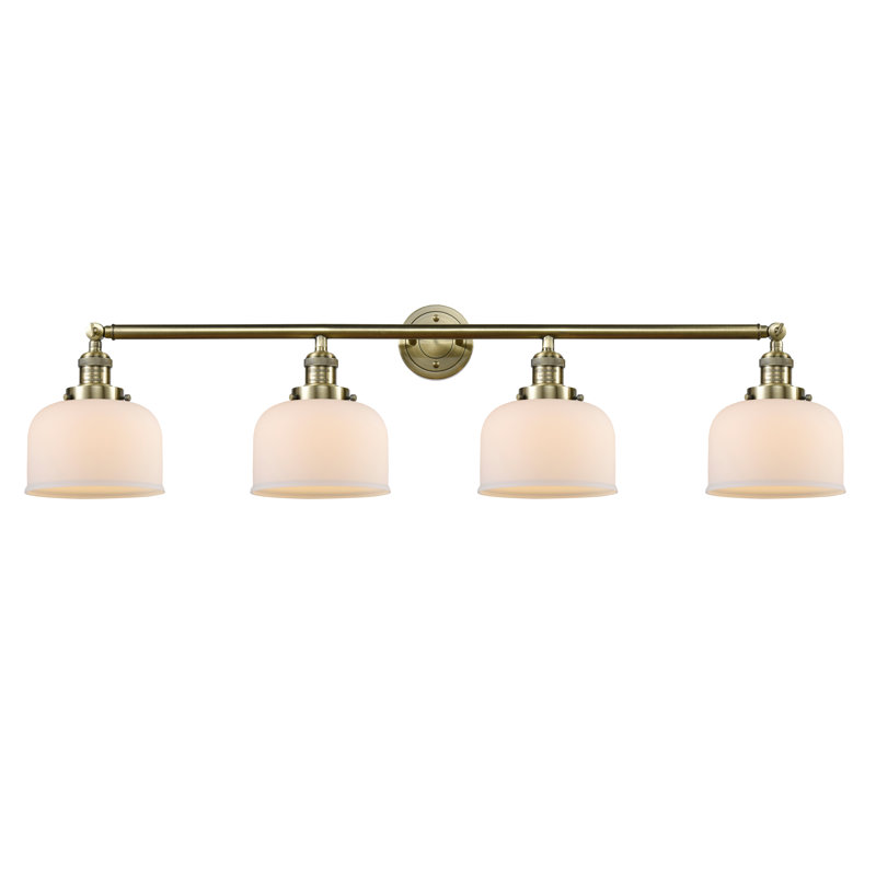Cochrane 4 - Light Dimmable Vanity Light, Matte White Cased, Antique Brass, 3.5 Watt Vintage LED Bulb