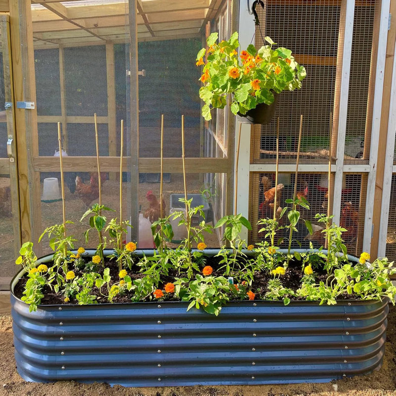17” Tall 6 In 1 Modular Metal Outdoor Raised Garden Bed, Modern Gray, 17" H x 42" W x 60" D