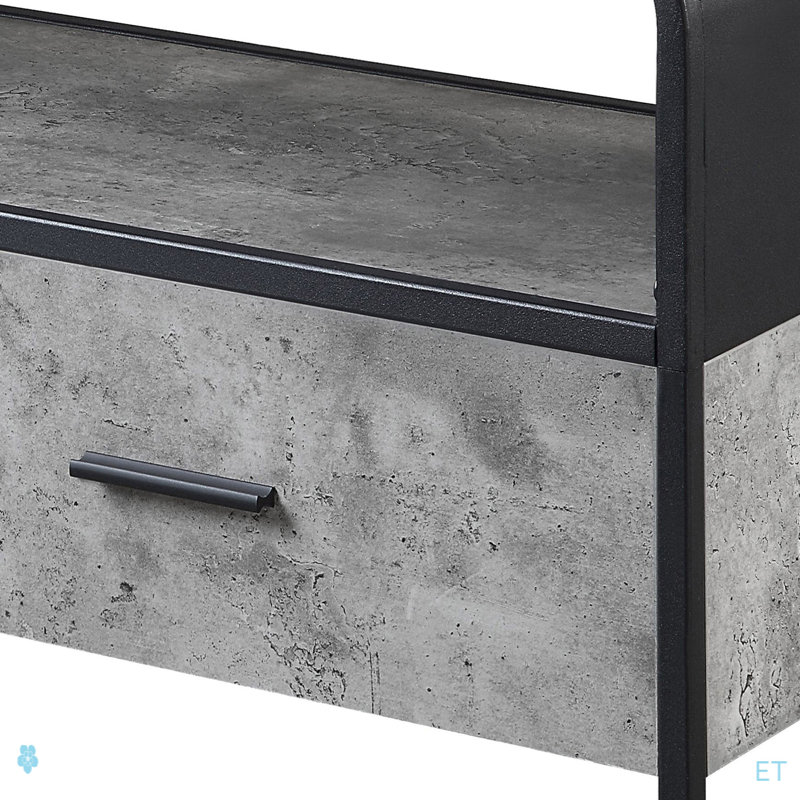 Concrete Grey And Black Drawer TV Stand, 22.47" H x 39.52" W x 14.52" D