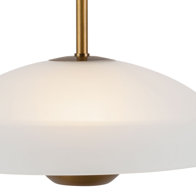 Umbra 14-in Black Pendant, 14-in, Matte Opal Glass / Vintage Brass
