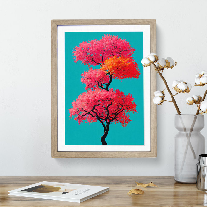 Cherry Blossom Tree No.2 - Single Picture Frame Print, 64cm H x 46cm W x 2cm D, Oak