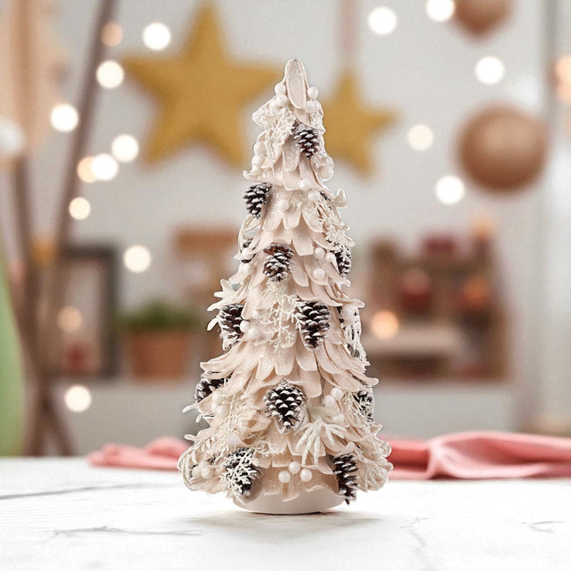 Arbre en bois naturel avec pommes de pin et baies, H 2 pi