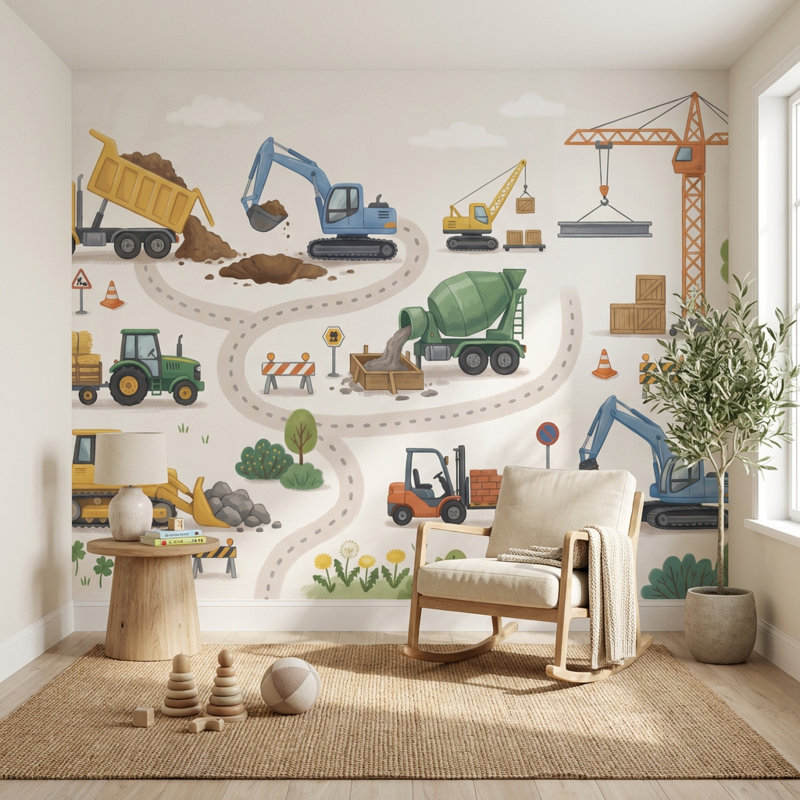 Murale amusante Shades Of Green, 100 po x 96 po, Peler et coller