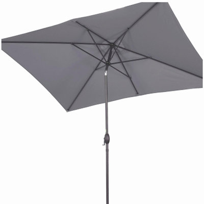 Parasol rectangulaire noir 6,5 x 10 pi avec manivelle, inclinable, toile résistante aux rayons UV pour la piscine, la cour et le patio (sans base)