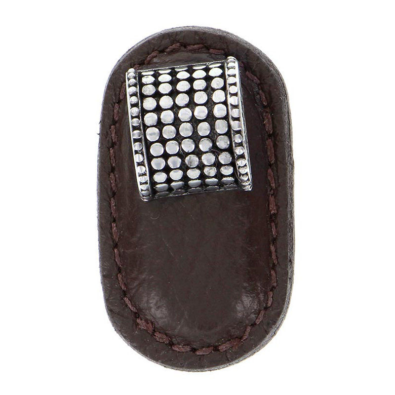 Tiziano Rectangular Knob, Antique Silver, Brown