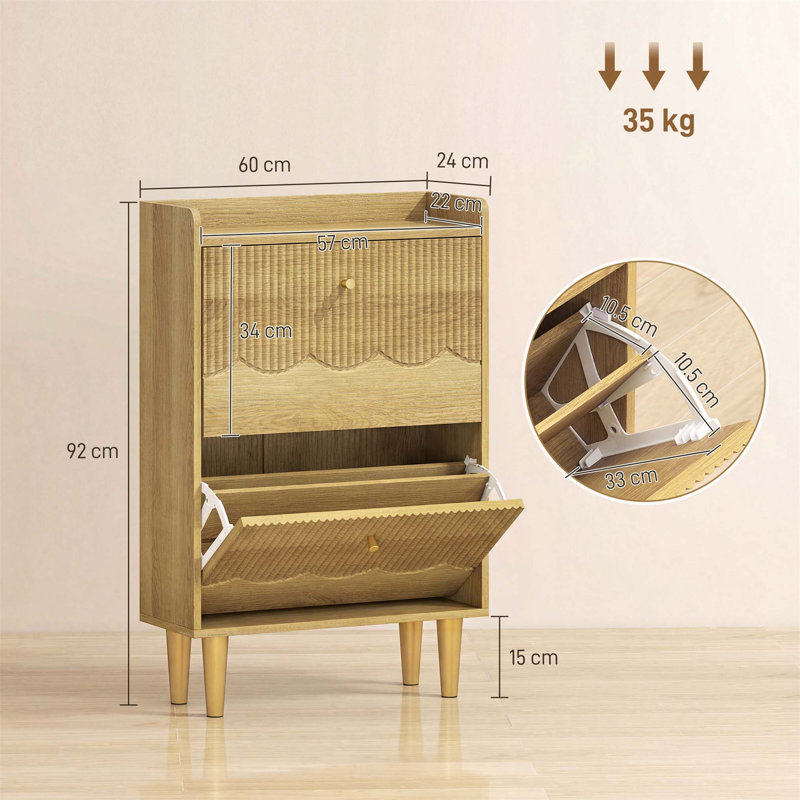 Flip Down Shoe Storage, 92cm H x 60cm W x 24cm D