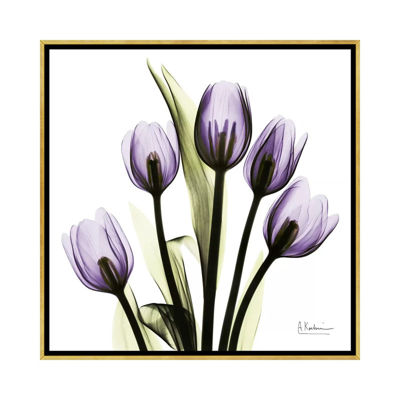 «Tulips Imagine», impression sur toile, H 12 po x l 12 po x P 1,5 po, Toile avec cadre doré, Pas de tapis