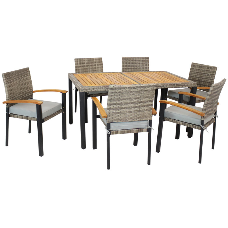 Ensemble repas 6 personnes avec coussins Cayden-Lee, Gris
