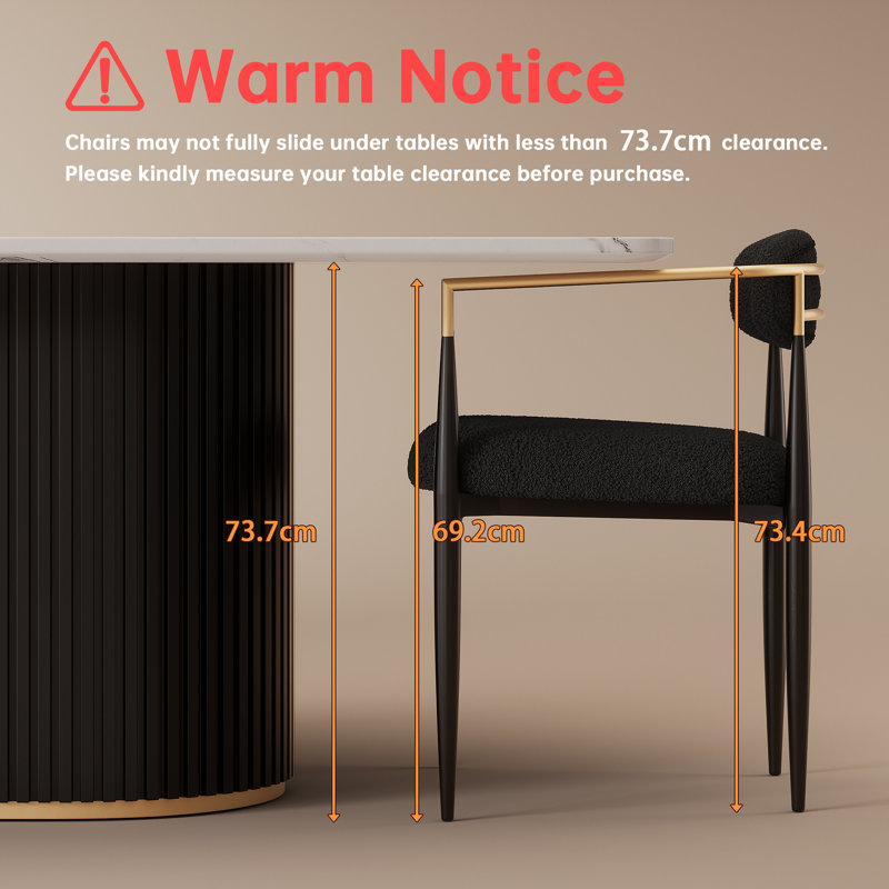 50cm H Upholstered Metal Armchair in Beige, Black
