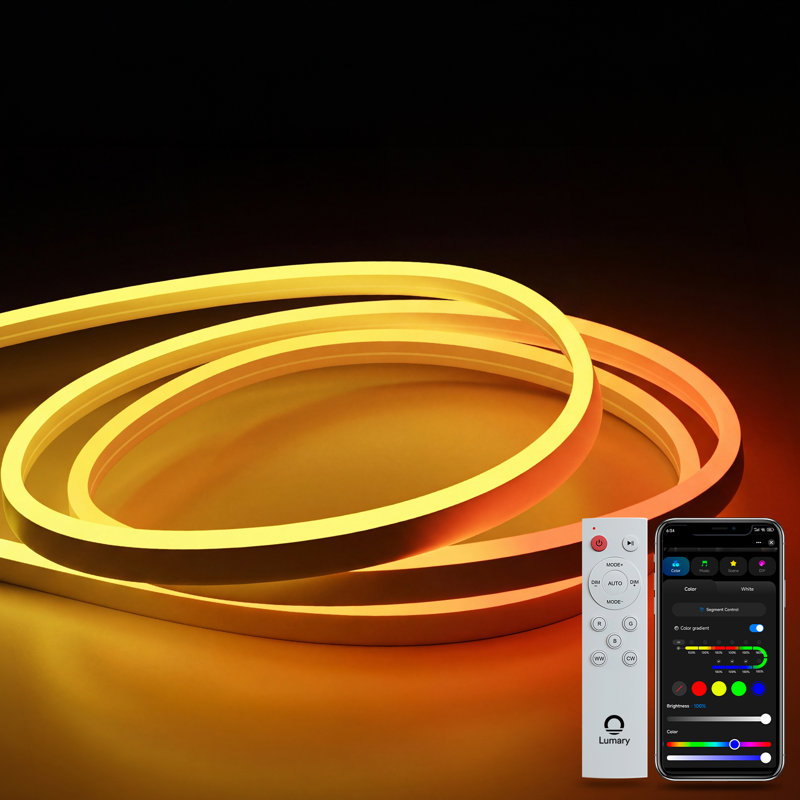 Lumières en néon intelligentes de 9,8 pi RVB Lumic de Lumary pour l'intérieur, bande lumineuse compatible avec APP / Vioce / télécommande