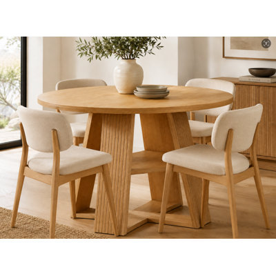 Table de salle à manger ronde de 110 cm (43,3 pouces), table ronde moderne avec piètement en croix