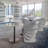 Shell-patterned fiberglass white single chair