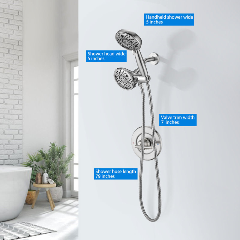 Remplacement de l'ensemble de garniture de robinet de douche Moen, double douche à haute pression combinée, poignée de douche