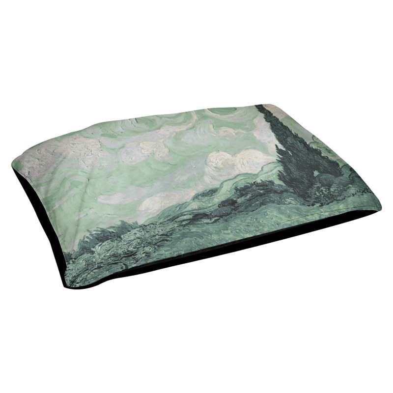 Coussin de concepteur indigo wheatfield avec blé cyprès Burk, L 42 po x l 52 po, Vert / Noir