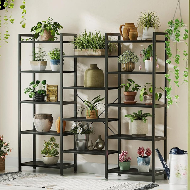 Bookcase, 145.5 cm H x 125.6 cm W x 24 cm D x, Black
