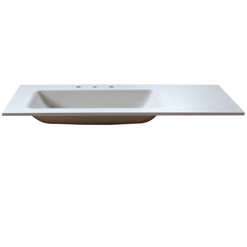 49'' Sandy White Concrete Single Bathroom Vanity Top with Integral Sink