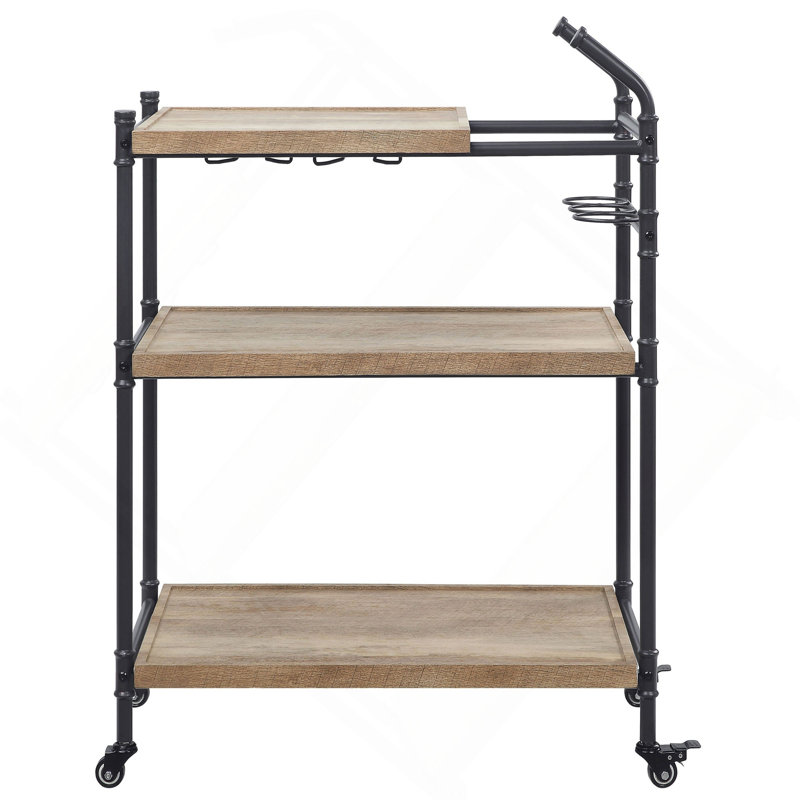 2-Shelf Serving Cart, 38.5" H x 30.5" W x 16.5" D, Oak